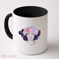 Cute Boho Flower Crown Woman Coffee Mug thumb 0