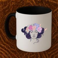 Cute Boho Flower Crown Woman Coffee Mug thumb 2