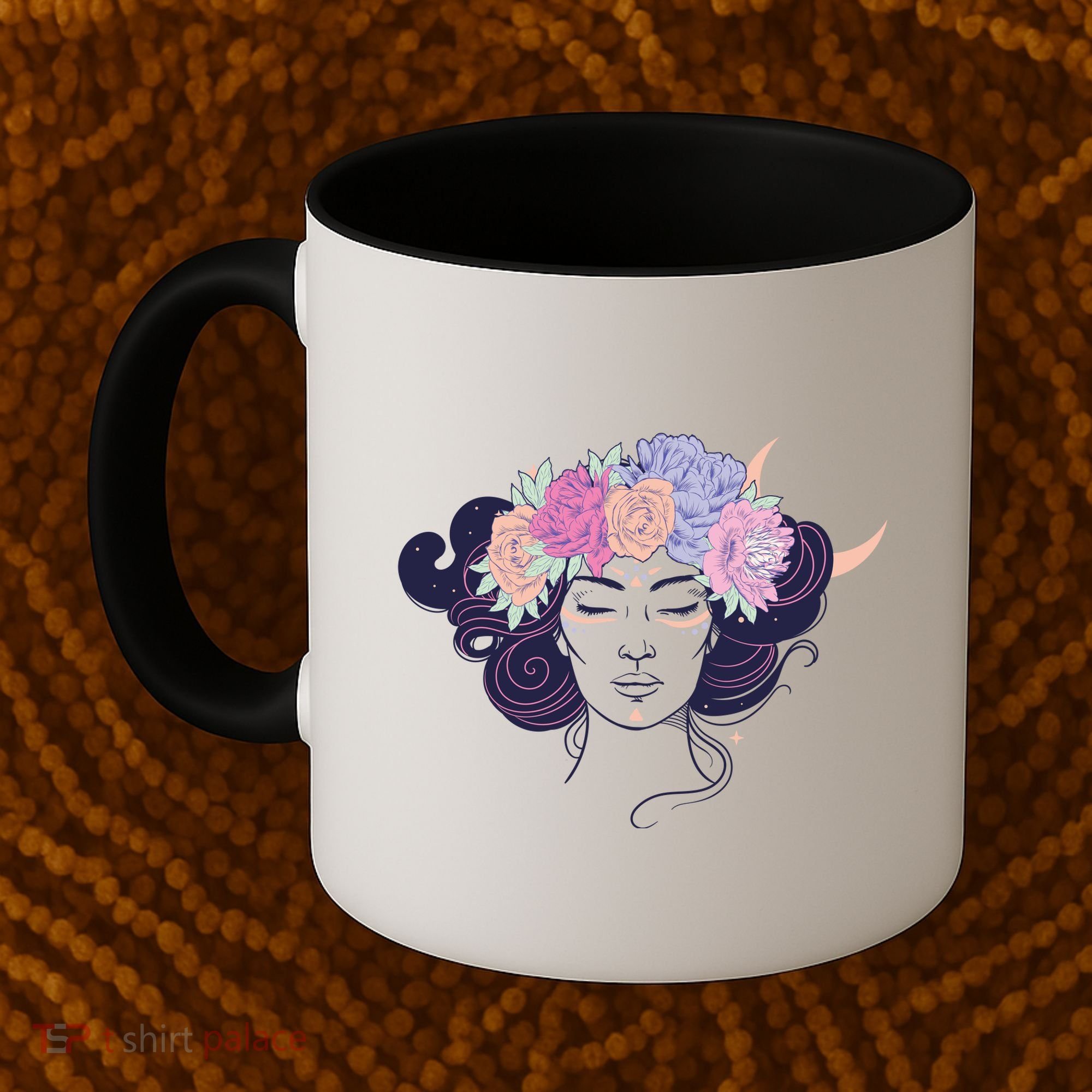 Cute Boho Flower Crown Woman Coffee Mug