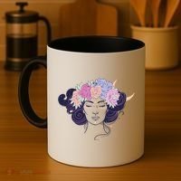 Cute Boho Flower Crown Woman Coffee Mug thumb 4