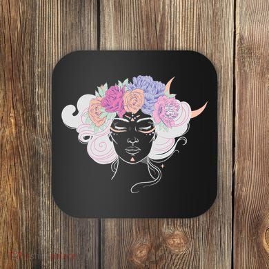 Cute Boho Flower Crown Woman Coaster