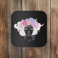 Cute Boho Flower Crown Woman Coaster thumb 0