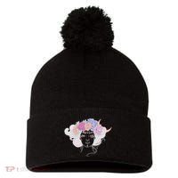 Cute Boho Flower Crown Woman Pom Pom 12in Knit Beanie thumb 0