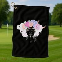 Cute Boho Flower Crown Woman Golf Towel thumb 1