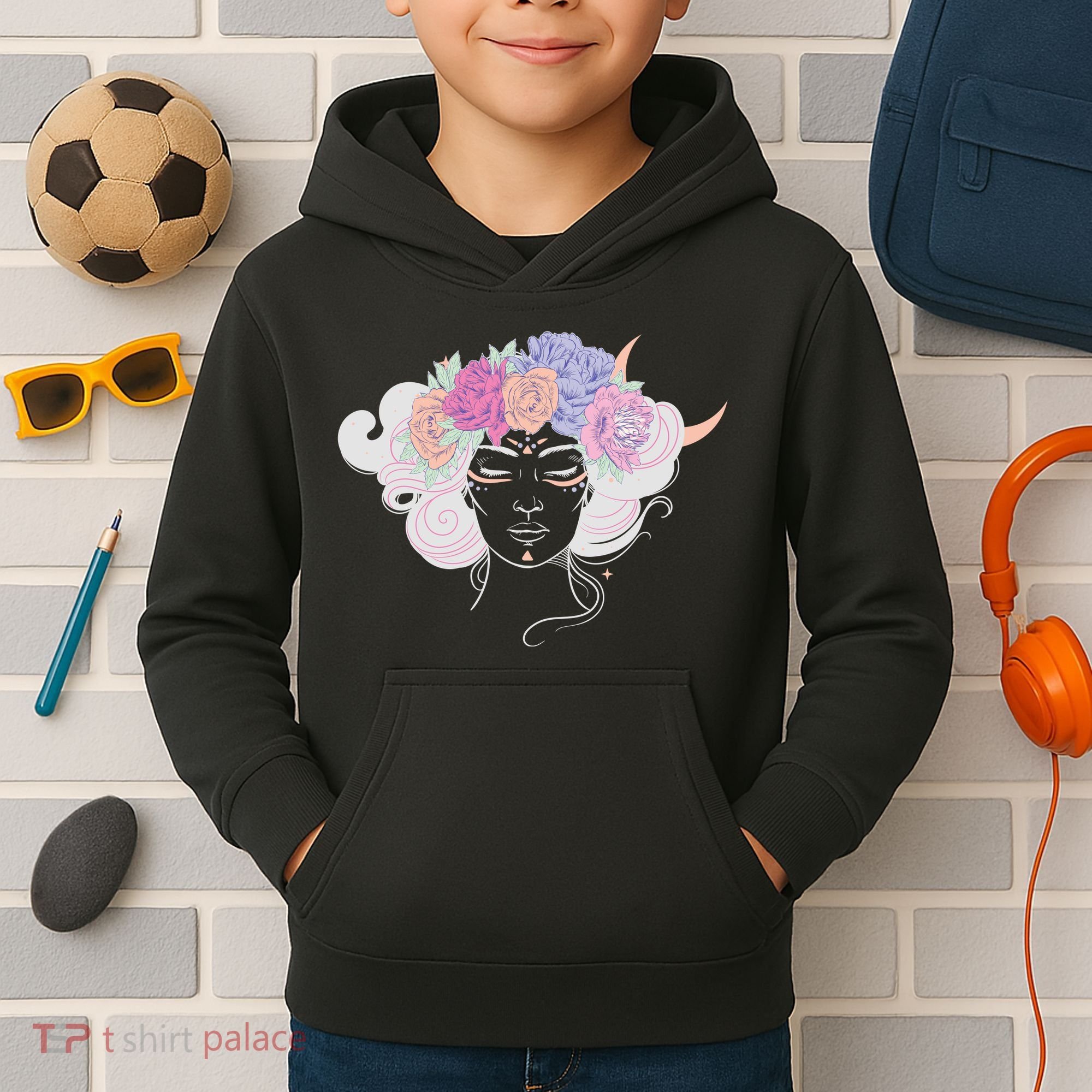 Cute Boho Flower Crown Woman Kids Hoodie