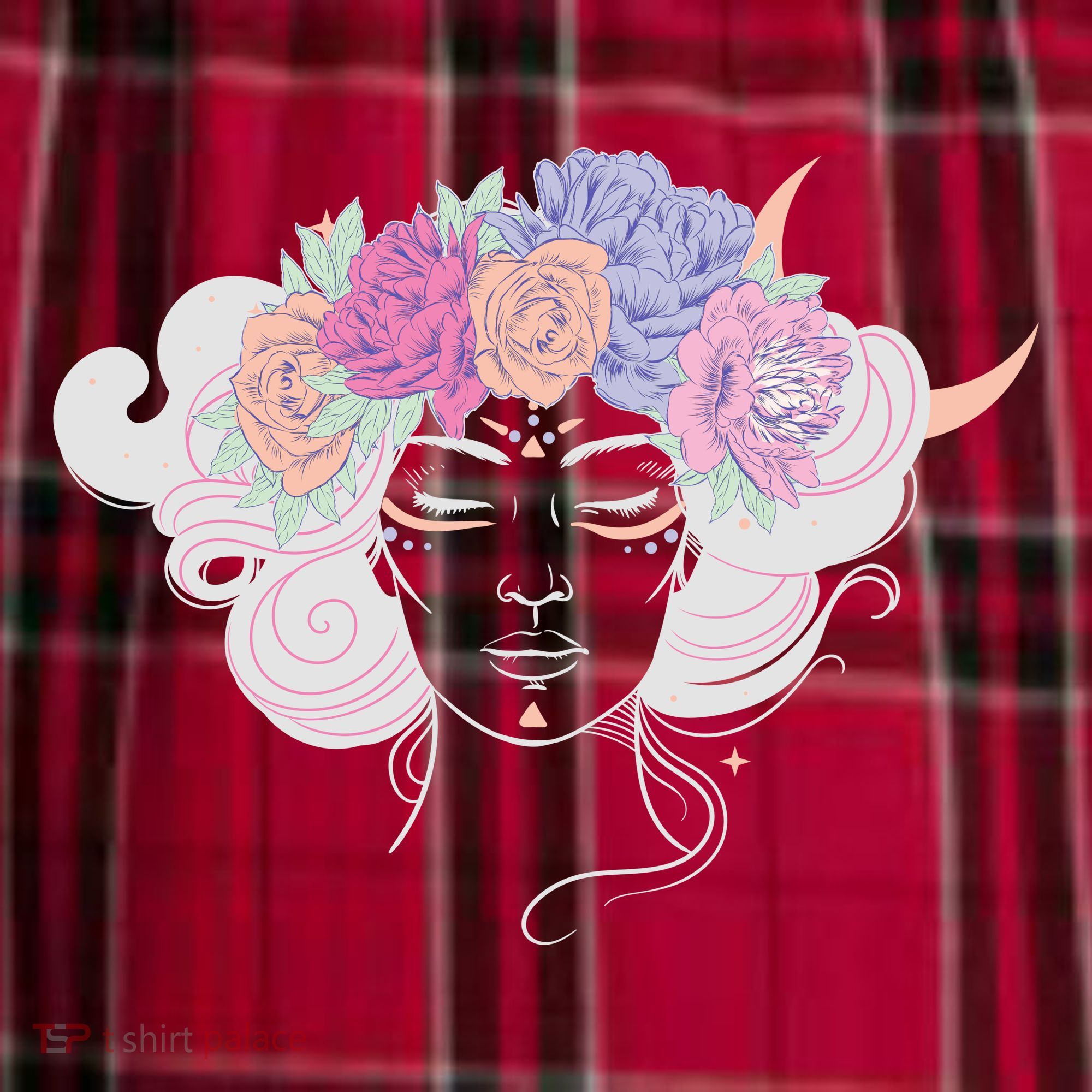 Cute Boho Flower Crown Woman Men's Flannel Plaid Pajama Pants