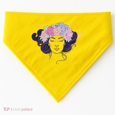 Cute Boho Flower Crown Woman USA-Made Doggie Bandana