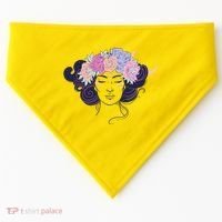 Cute Boho Flower Crown Woman USA-Made Doggie Bandana thumb 0