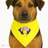 Cute Boho Flower Crown Woman USA-Made Doggie Bandana thumb 1
