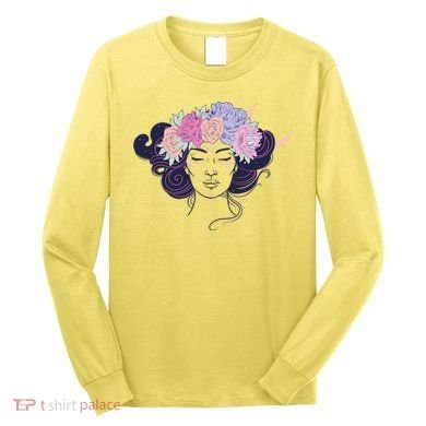 Cute Boho Flower Crown Woman Long Sleeve Shirt