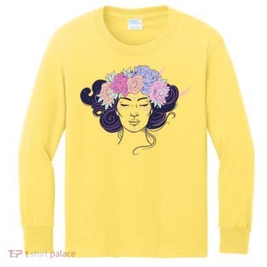 Cute Boho Flower Crown Woman Kids Long Sleeve Shirt