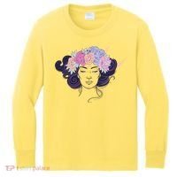 Cute Boho Flower Crown Woman Kids Long Sleeve Shirt thumb 0