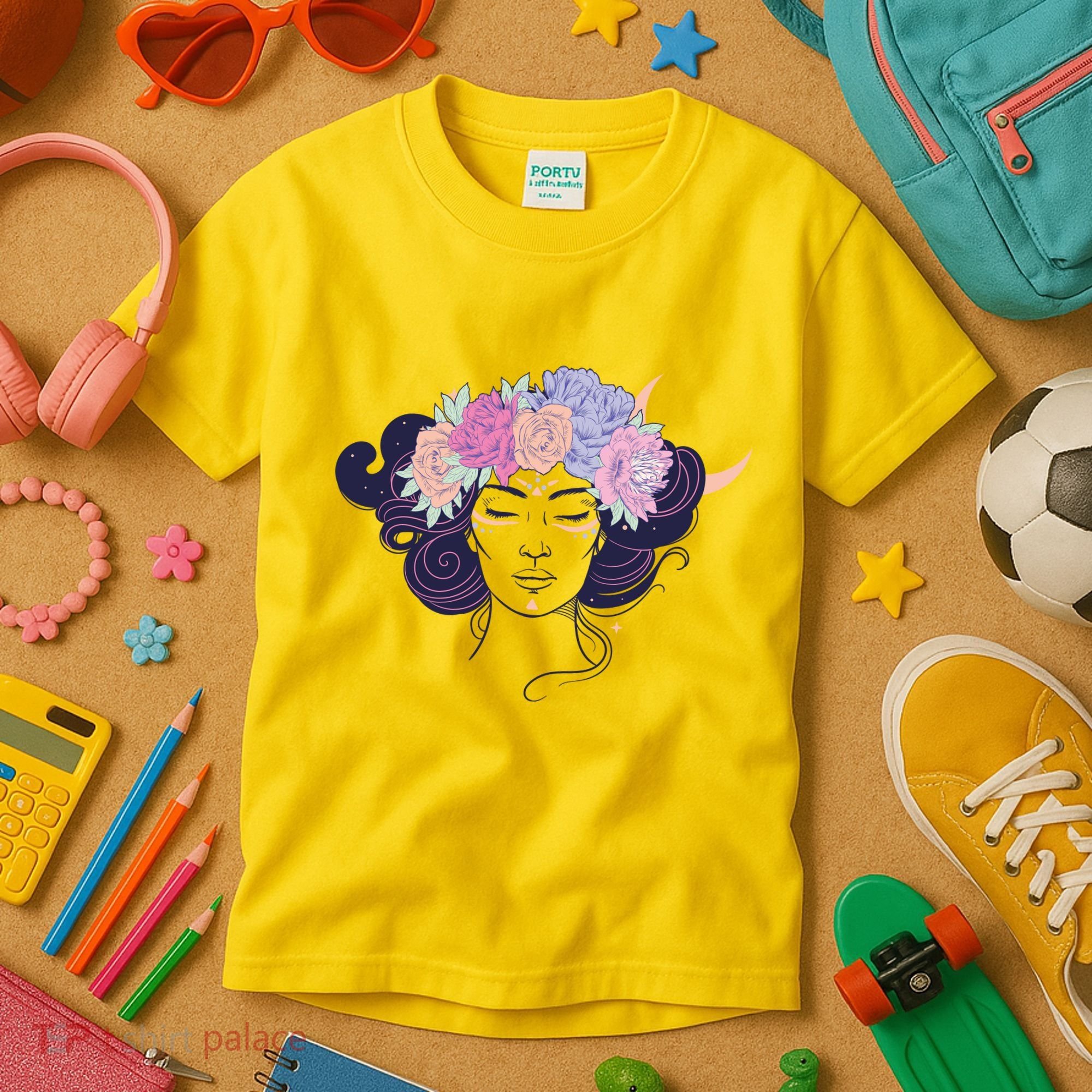 Cute Boho Flower Crown Woman Kids T-Shirt