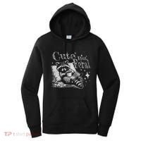 Cute But Feral Funny Raccoon Meme Love Coffee Gift Women's Hoodie thumb 0