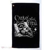 Cute But Feral Funny Raccoon Meme Love Coffee Gift Golf Towel thumb 0