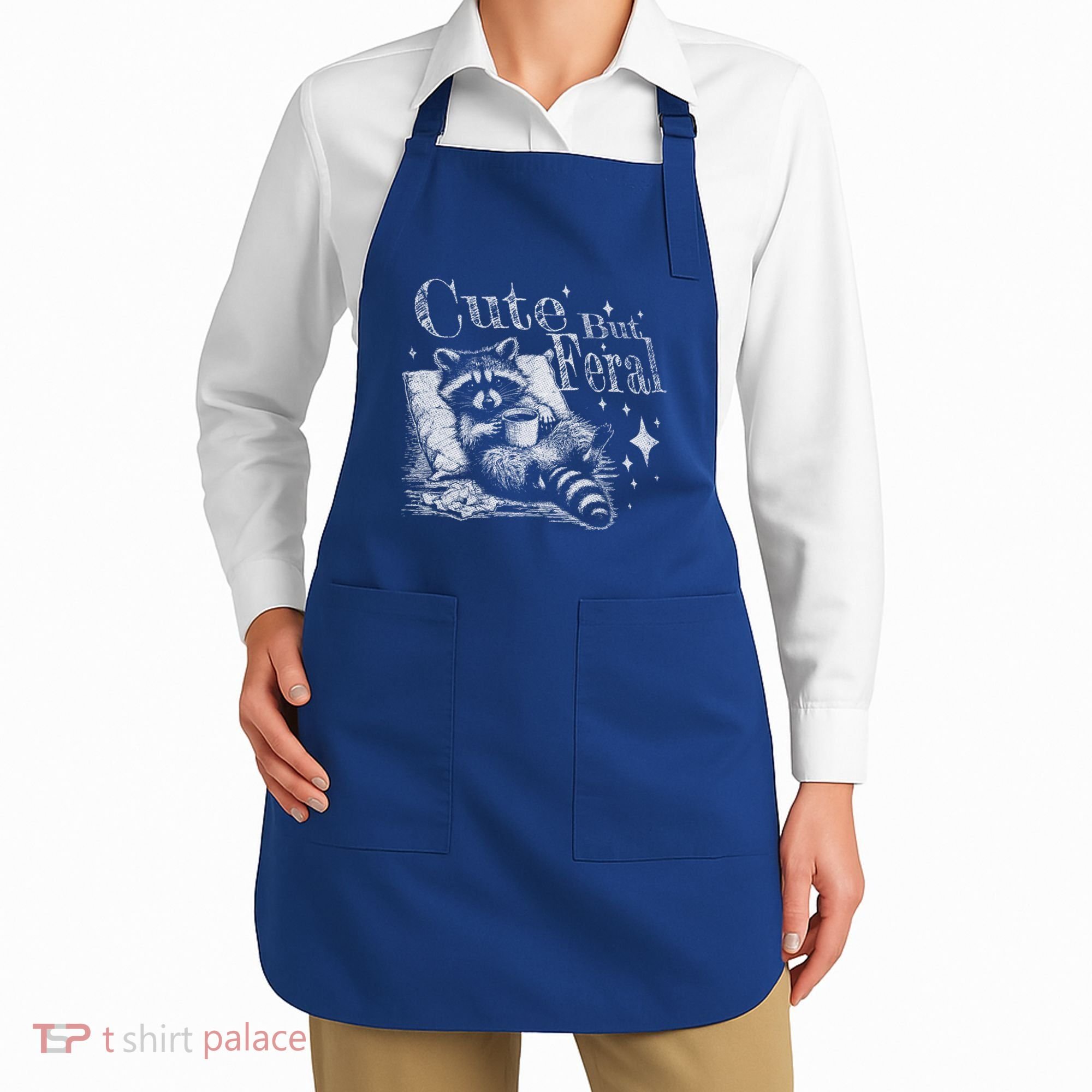 Cute But Feral Funny Raccoon Meme Love Coffee Gift Apron