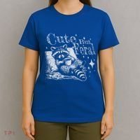 Cute But Feral Funny Raccoon Meme Love Coffee Gift T-Shirt thumb 4