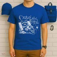 Cute But Feral Funny Raccoon Meme Love Coffee Gift T-Shirt thumb 6