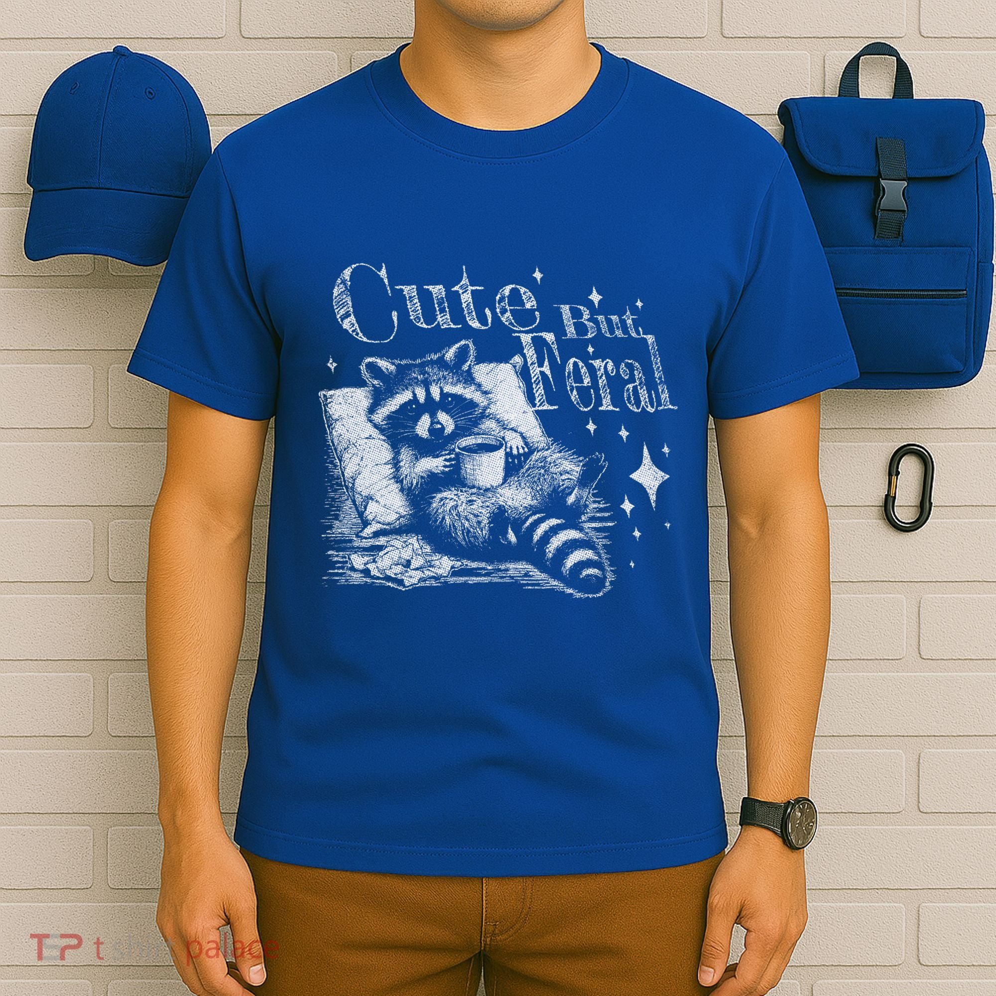 Cute But Feral Funny Raccoon Meme Love Coffee Gift T-Shirt