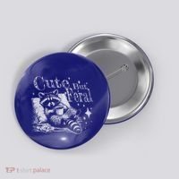 Cute But Feral Funny Raccoon Meme Love Coffee Gift Button thumb 0