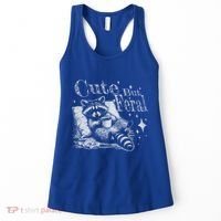 Cute But Feral Funny Raccoon Meme Love Coffee Gift Women's Tank Top thumb 0