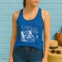 Cute But Feral Funny Raccoon Meme Love Coffee Gift Women's Tank Top thumb 2