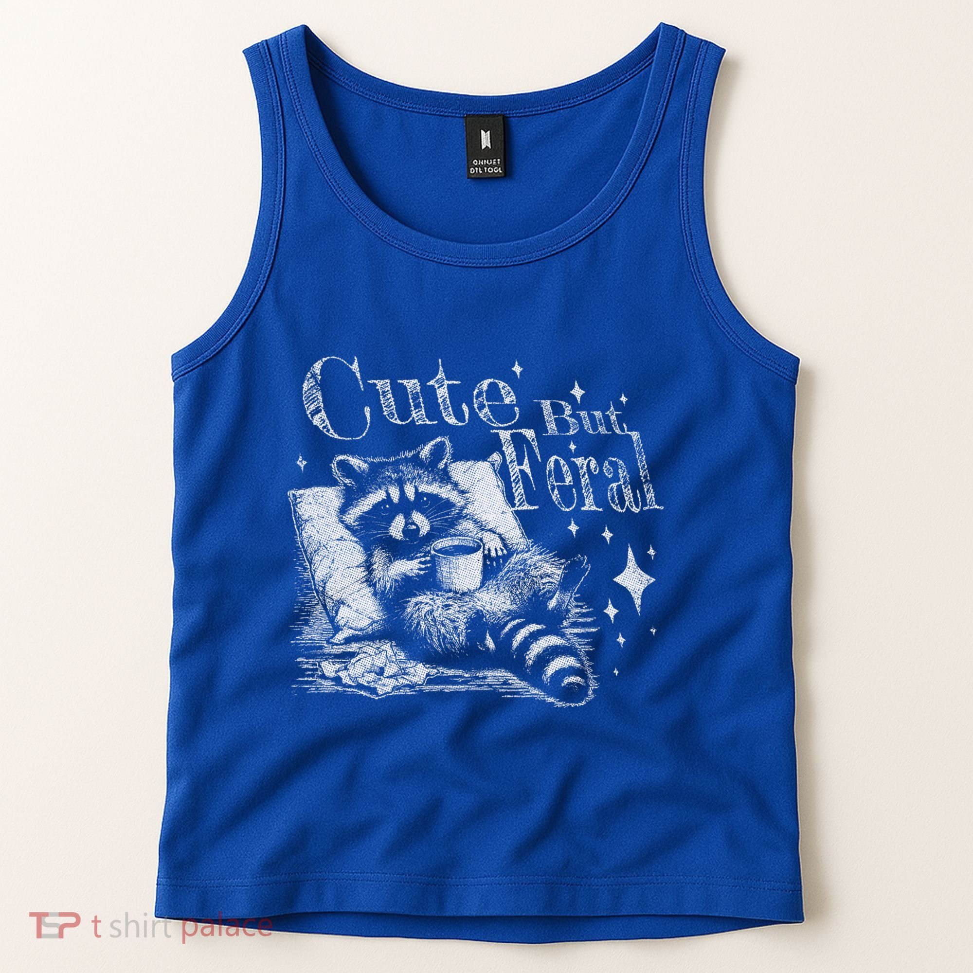 Cute But Feral Funny Raccoon Meme Love Coffee Gift Tank Top