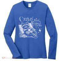 Cute But Feral Funny Raccoon Meme Love Coffee Gift Women's Long Sleeve Shirt thumb 0