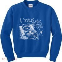 Cute But Feral Funny Raccoon Meme Love Coffee Gift Kids Sweatshirt thumb 0