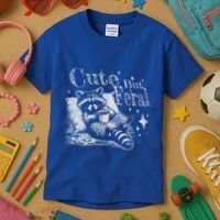 Cute But Feral Funny Raccoon Meme Love Coffee Gift Kids T-Shirt thumb 3