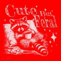 Cute But Feral Funny Raccoon Meme Love Coffee Gift Santa Hat thumb 1
