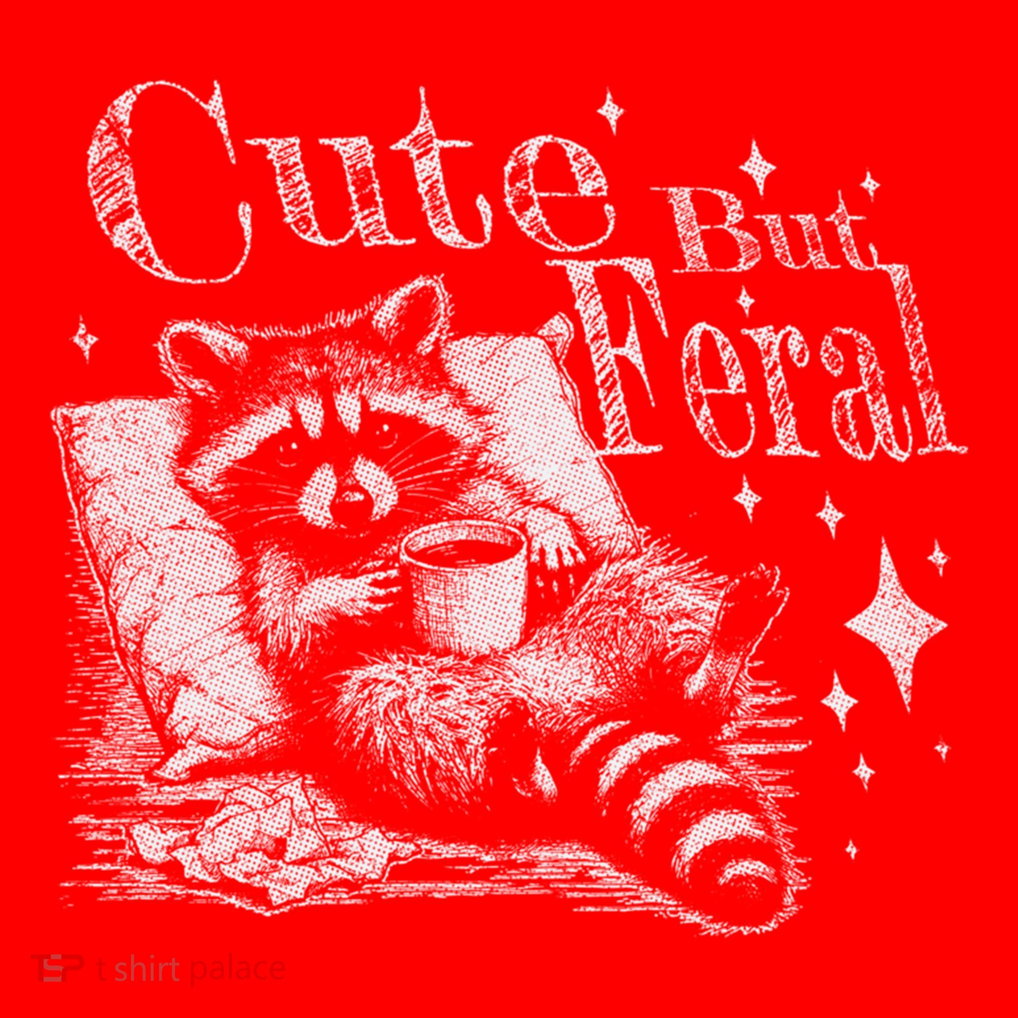 Cute But Feral Funny Raccoon Meme Love Coffee Gift Santa Hat