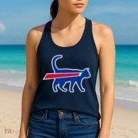 Cat Bills Funny Football Fan Women's Tank Top thumb 2