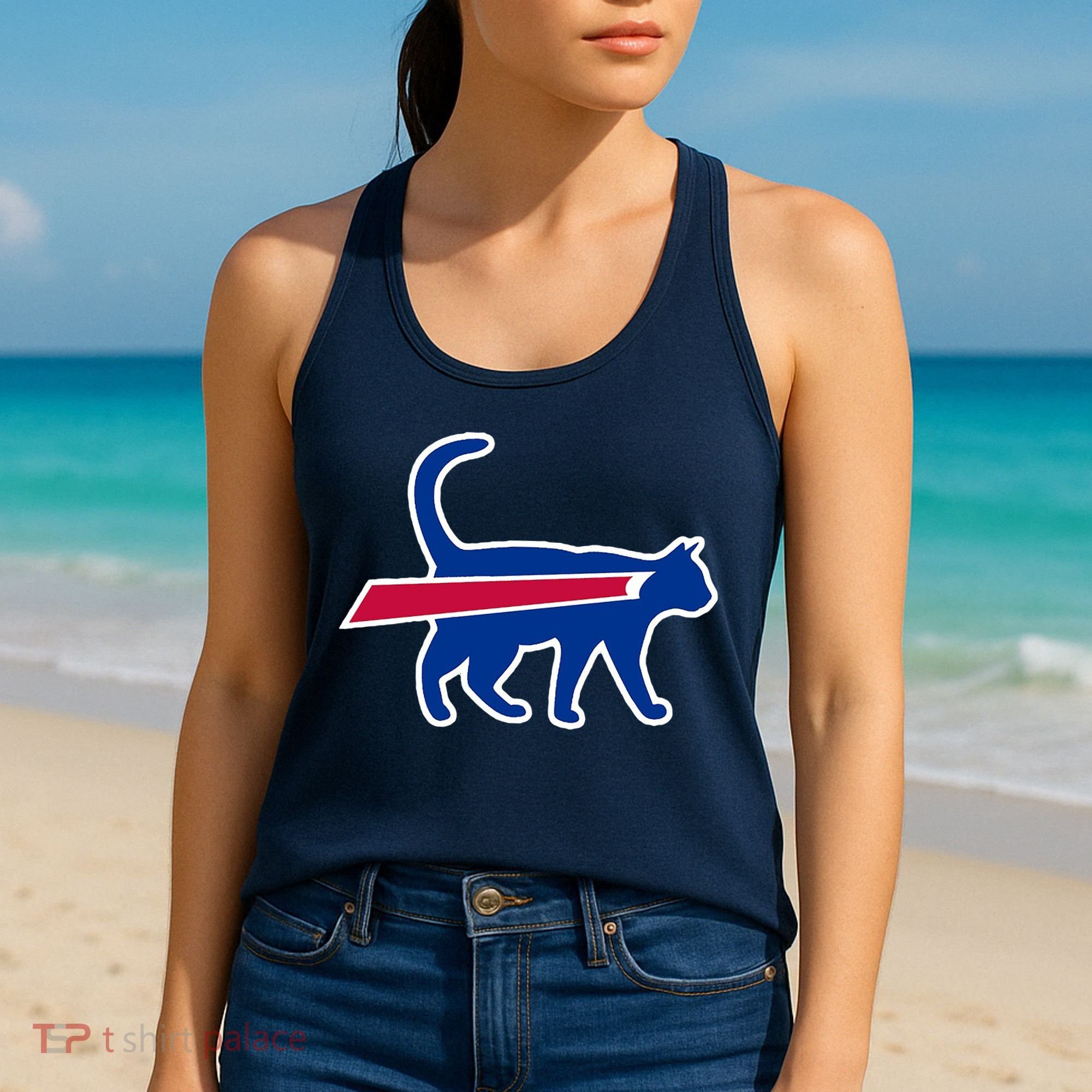 Cat Bills Funny Football Fan Women's Tank Top