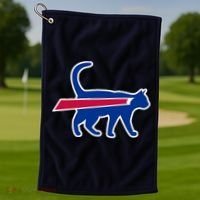 Cat Bills Funny Football Fan Golf Towel thumb 1