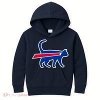 Cat Bills Funny Football Fan Kids Hoodie thumb 0