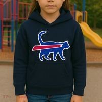 Cat Bills Funny Football Fan Kids Hoodie thumb 3