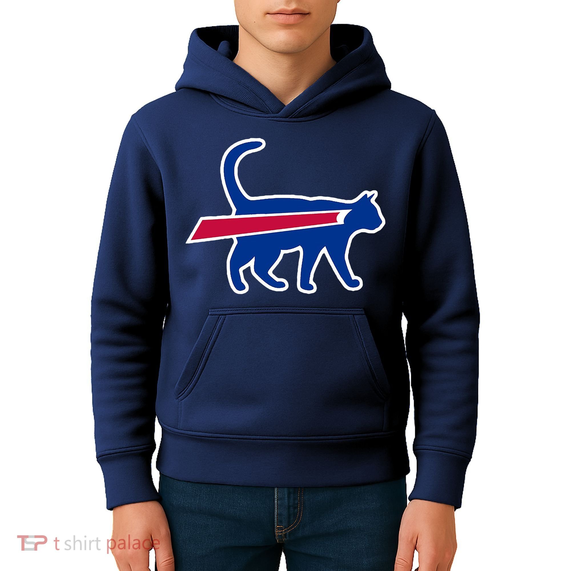 Cat Bills Funny Football Fan Kids Hoodie