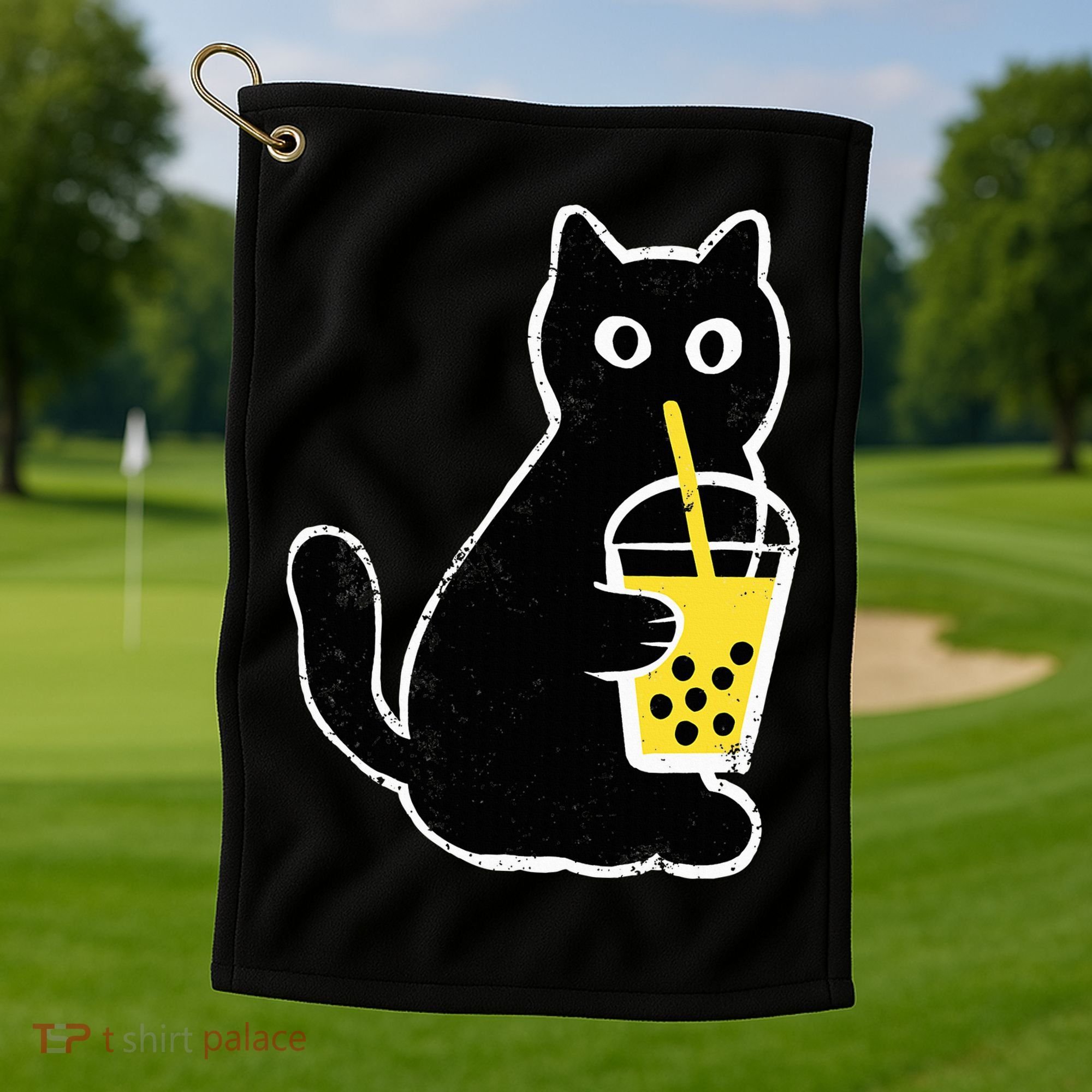 Cat Boba Funny Anime Japanese Golf Towel
