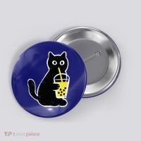 Cat Boba Funny Anime Japanese Button thumb 0