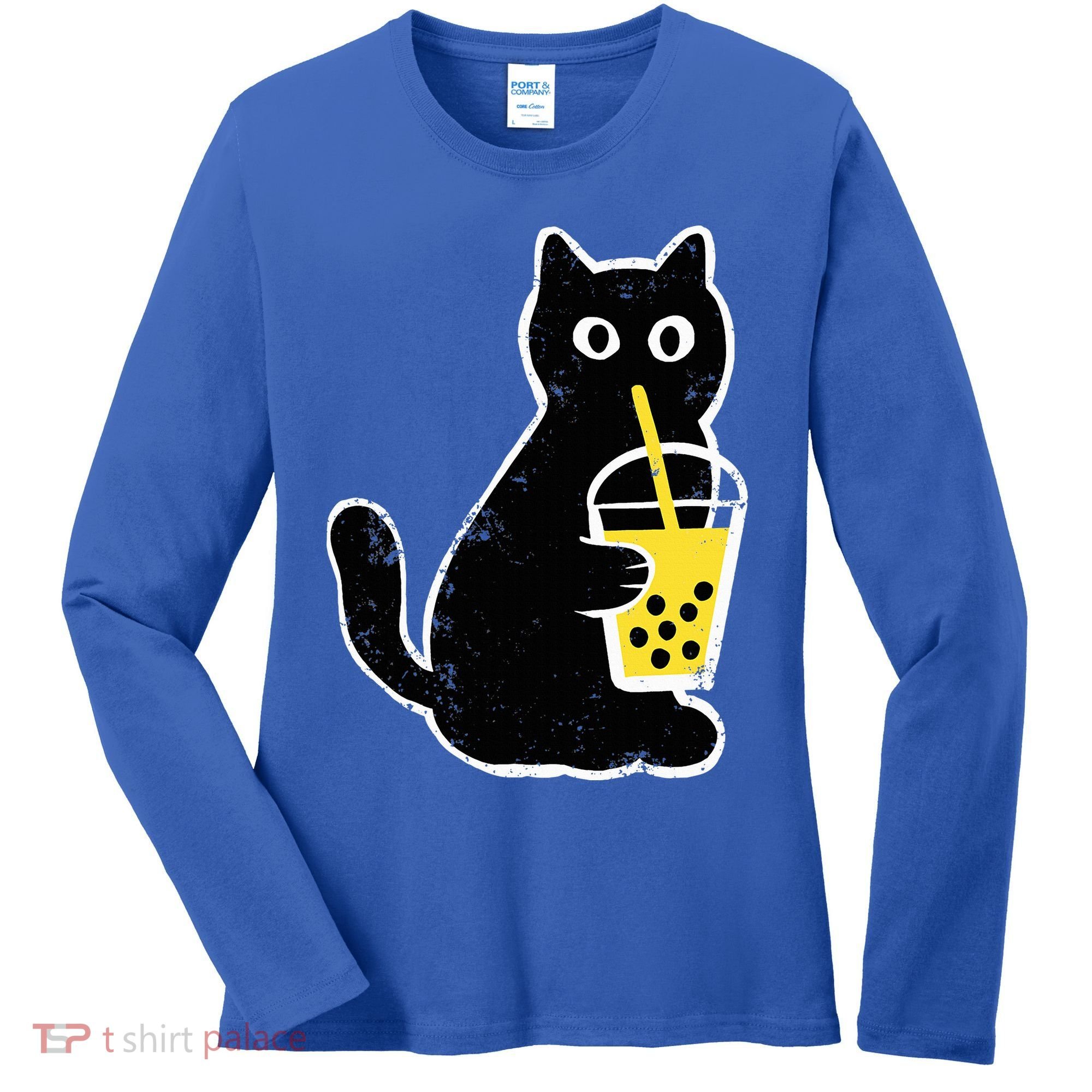 Cat Boba Funny Anime Japanese Women's Long Sleeve Shirt