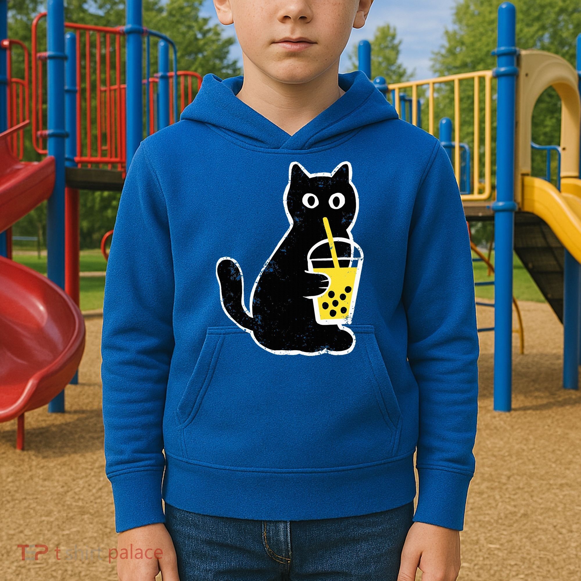 Cat Boba Funny Anime Japanese Kids Hoodie