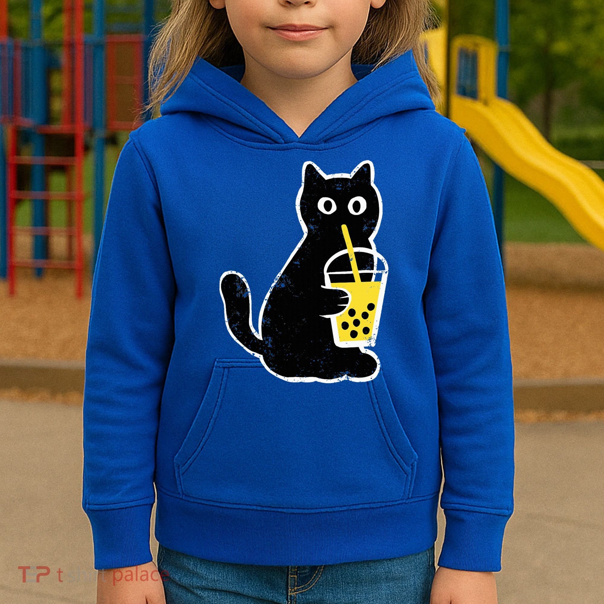 Cat Boba Funny Anime Japanese Kids Hoodie