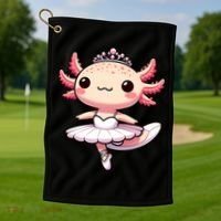 Cute Ballerina Funny Ballet Cute Axolotl Funny Dance Golf Towel thumb 1