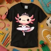 Cute Ballerina Funny Ballet Cute Axolotl Funny Dance Kids T-Shirt thumb 3