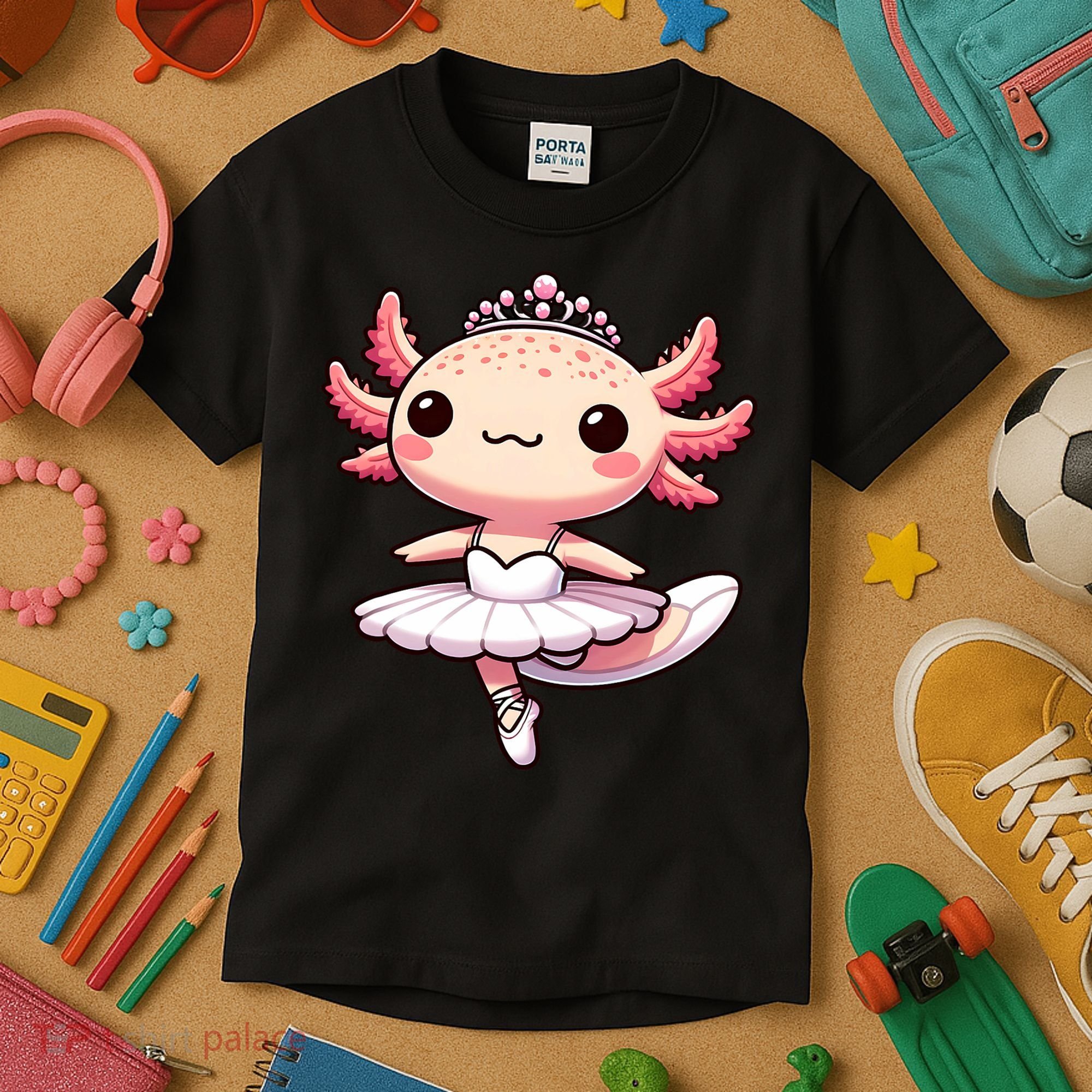 Cute Ballerina Funny Ballet Cute Axolotl Funny Dance Kids T-Shirt