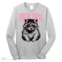 Cute But Feral Feeling Feral Raccon Gift Long Sleeve Shirt thumb 0