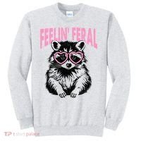 Cute But Feral Feeling Feral Raccon Gift Sweatshirt thumb 0