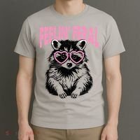 Cute But Feral Feeling Feral Raccon Gift T-Shirt thumb 3