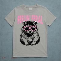 Cute But Feral Feeling Feral Raccon Gift T-Shirt thumb 5